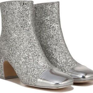 New Circus NY by Sam Edelman Women's Osten Ankle Boot Bootie Silver Glitter NIB